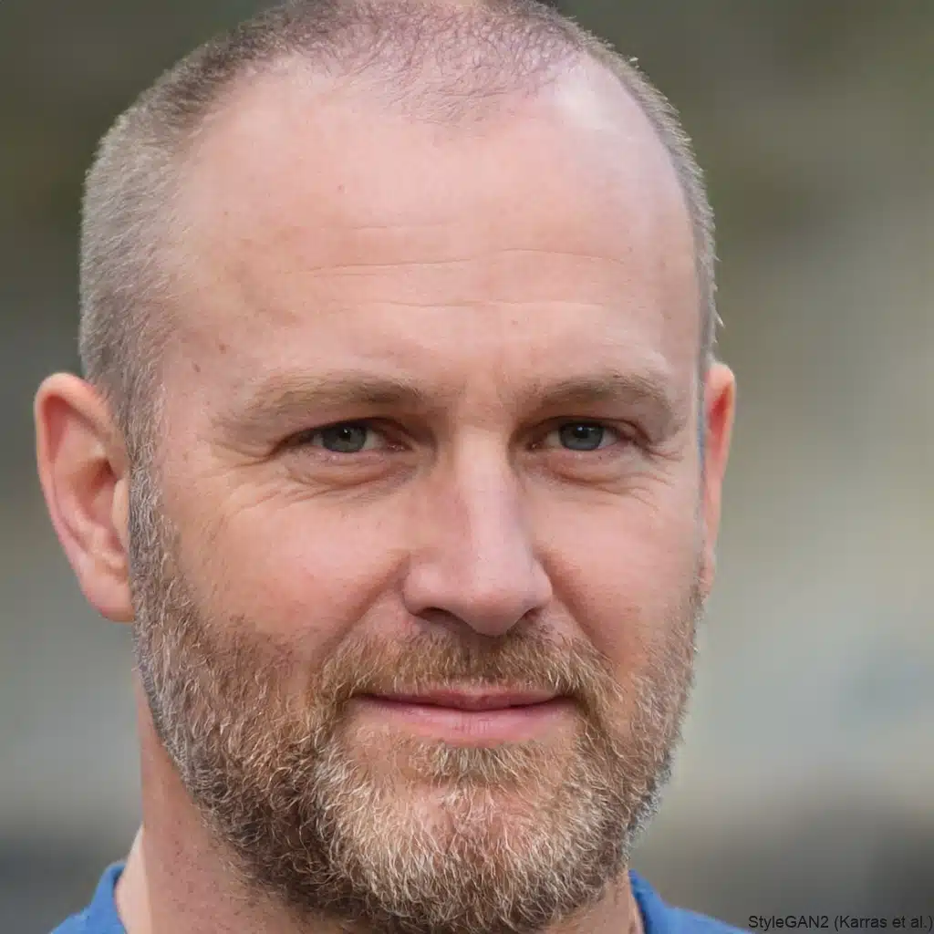 Portrait of a smiling bald man with a beard